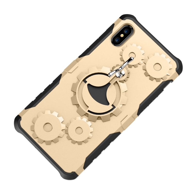 For iPhone X / XS Gearwheel Style TPU + PC Multi-function Outdoor Sports Protective Back Cover Case With 360 Degree Rotatable Holder & Armband