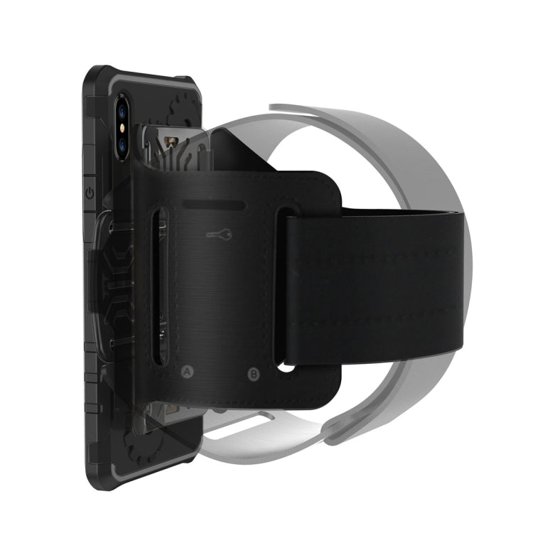 For iPhone X / XS Gearwheel Style TPU + PC Multi-function Outdoor Sports Protective Back Cover Case With 360 Degree Rotatable Holder & Armband