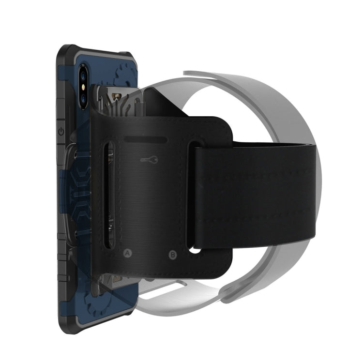 For iPhone X / XS Gearwheel Style TPU + PC Multi-function Outdoor Sports Protective Back Cover Case With 360 Degree Rotatable Holder & Armband