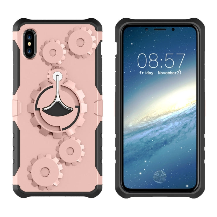 For iPhone X / XS Gearwheel Style TPU + PC Multi-function Outdoor Sports Protective Back Cover Case With 360 Degree Rotatable Holder & Armband