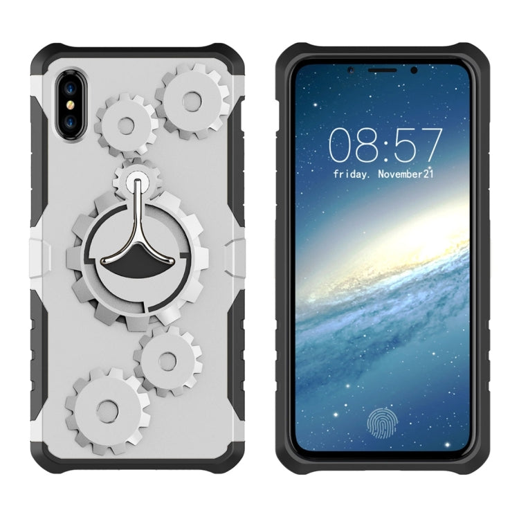 For iPhone X / XS Gearwheel Style TPU + PC Multi-function Outdoor Sports Protective Back Cover Case With 360 Degree Rotatable Holder & Armband