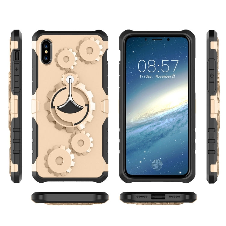 For iPhone X / XS Gearwheel Style TPU + PC Multi-function Outdoor Sports Protective Back Cover Case With 360 Degree Rotatable Holder & Armband