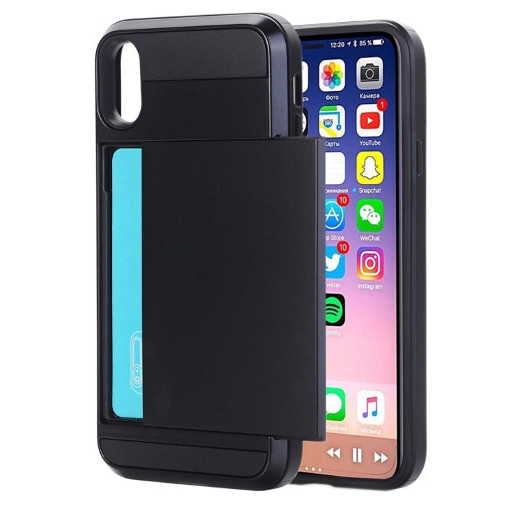 For iPhone X / XS Detachable TPU + PC Protective Back Cover Case with Card Slot