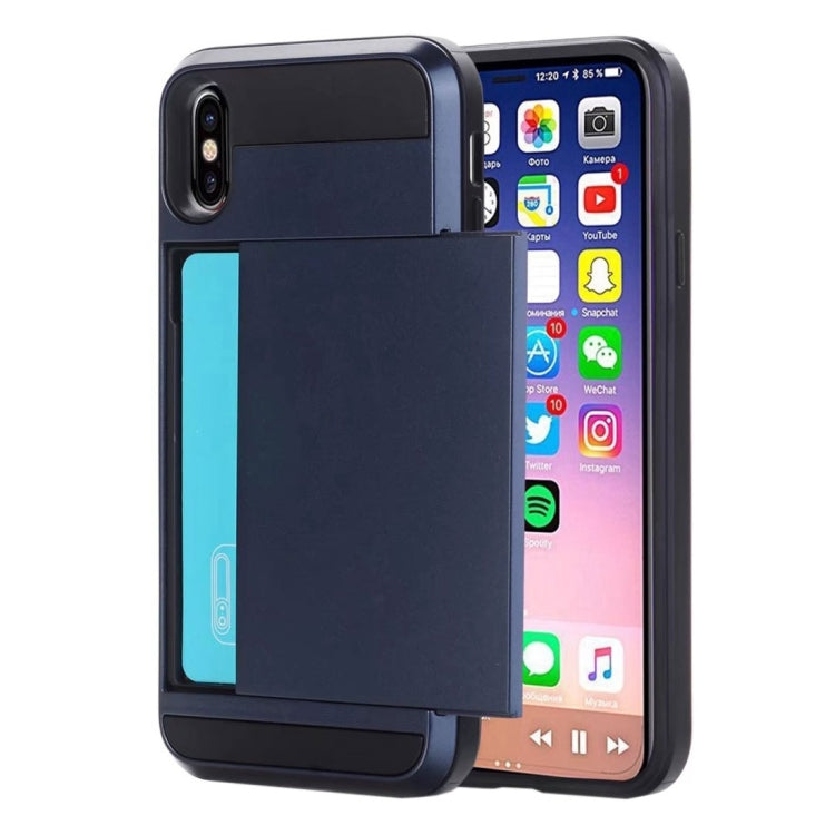 For iPhone X / XS Detachable TPU + PC Protective Back Cover Case with Card Slot