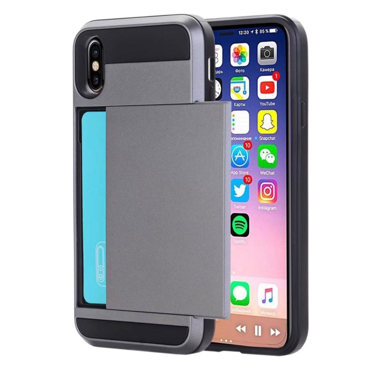 For iPhone X / XS Detachable TPU + PC Protective Back Cover Case with Card Slot