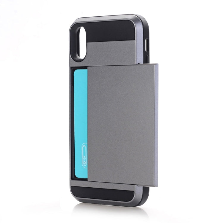 For iPhone X / XS Detachable TPU + PC Protective Back Cover Case with Card Slot