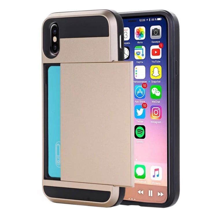 For iPhone X / XS Detachable TPU + PC Protective Back Cover Case with Card Slot