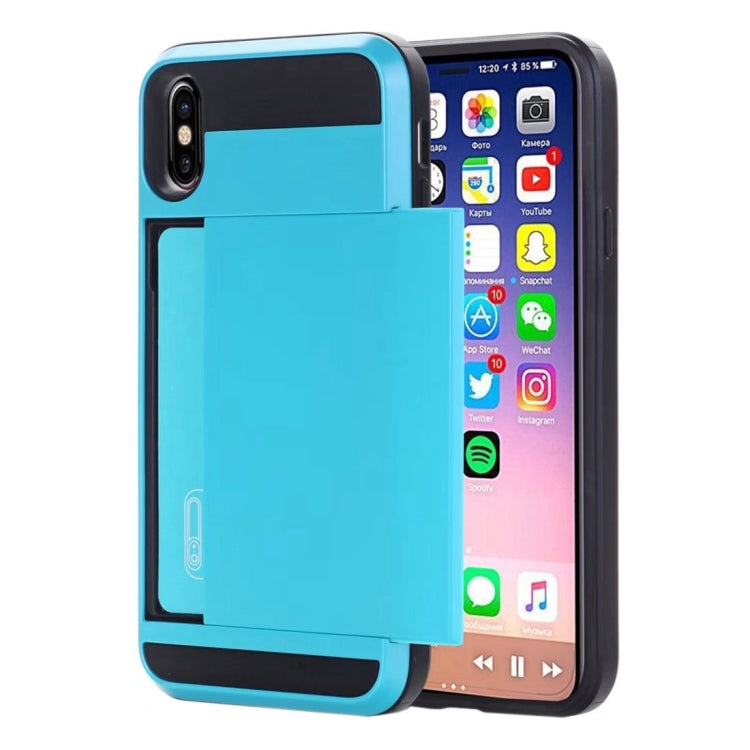 For iPhone X / XS Detachable TPU + PC Protective Back Cover Case with Card Slot