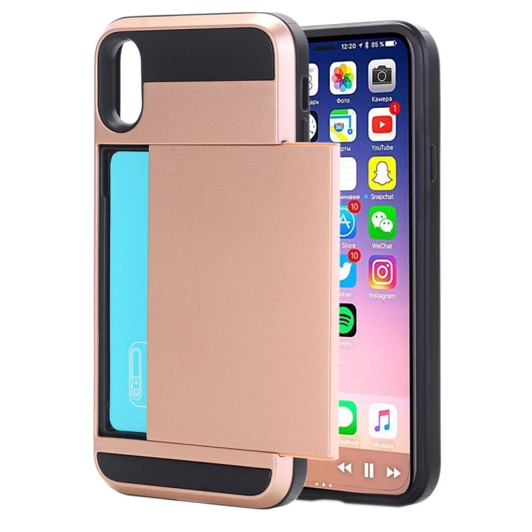 For iPhone X / XS Detachable TPU + PC Protective Back Cover Case with Card Slot