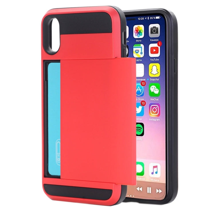 For iPhone X / XS Detachable TPU + PC Protective Back Cover Case with Card Slot