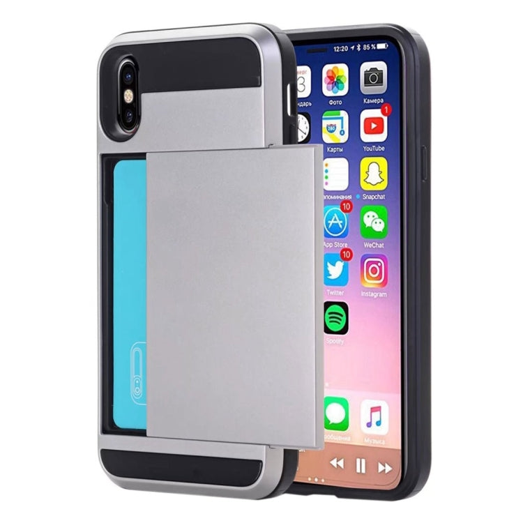 For iPhone X / XS Detachable TPU + PC Protective Back Cover Case with Card Slot