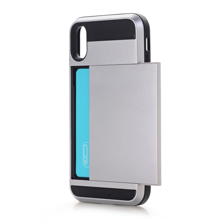 For iPhone X / XS Detachable TPU + PC Protective Back Cover Case with Card Slot
