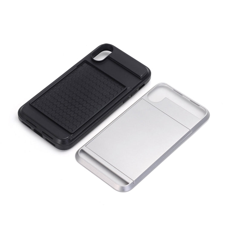 For iPhone X / XS Detachable TPU + PC Protective Back Cover Case with Card Slot