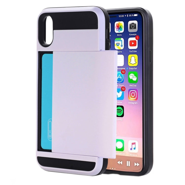 For iPhone X / XS Detachable TPU + PC Protective Back Cover Case with Card Slot