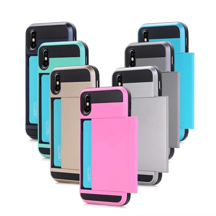 For iPhone X / XS Detachable TPU + PC Protective Back Cover Case with Card Slot