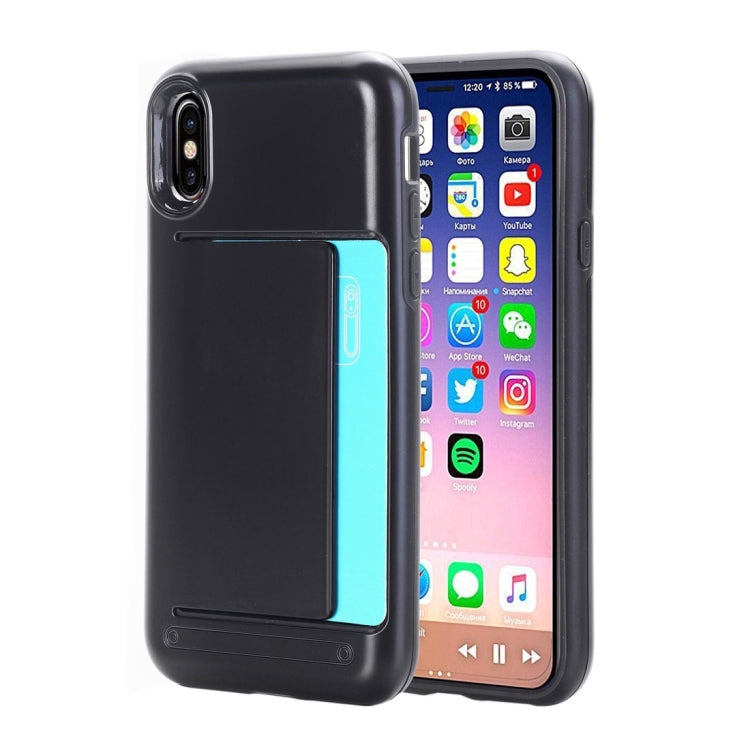 For iPhone X / XS Detachable TPU + PC Dropproof Protective Back Cover Case with Card Slot