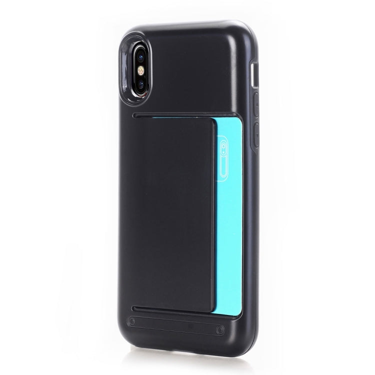 For iPhone X / XS Detachable TPU + PC Dropproof Protective Back Cover Case with Card Slot