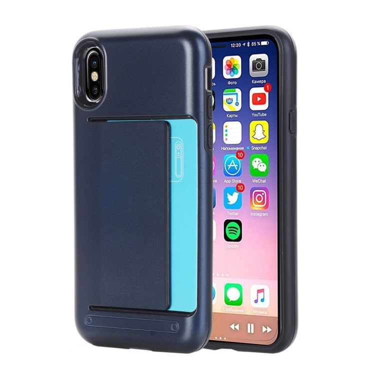 For iPhone X / XS Detachable TPU + PC Dropproof Protective Back Cover Case with Card Slot