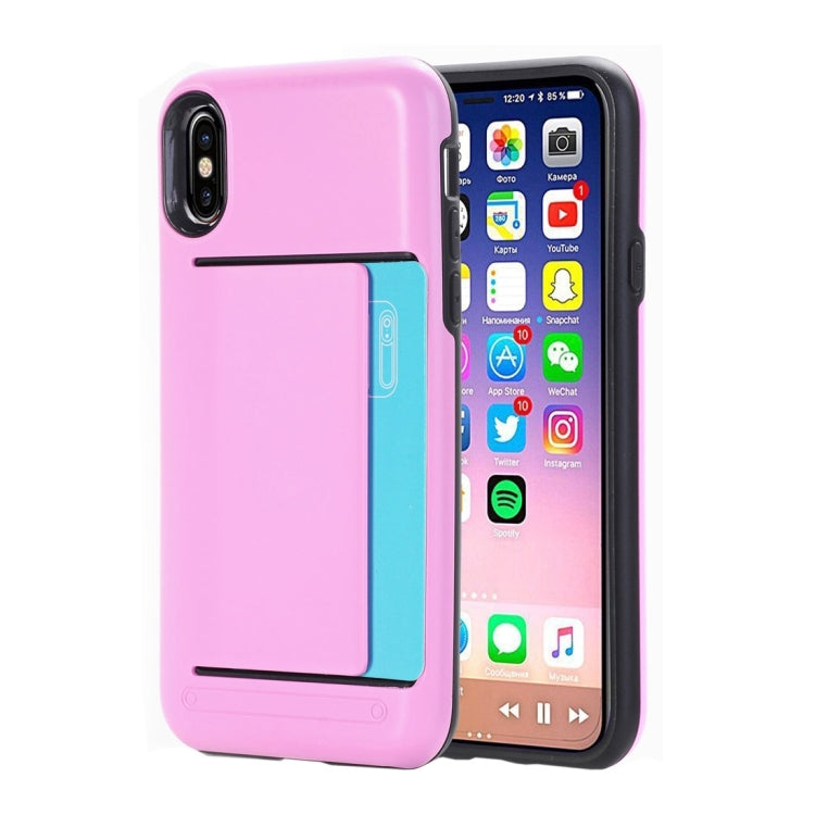 For iPhone X / XS Detachable TPU + PC Dropproof Protective Back Cover Case with Card Slot