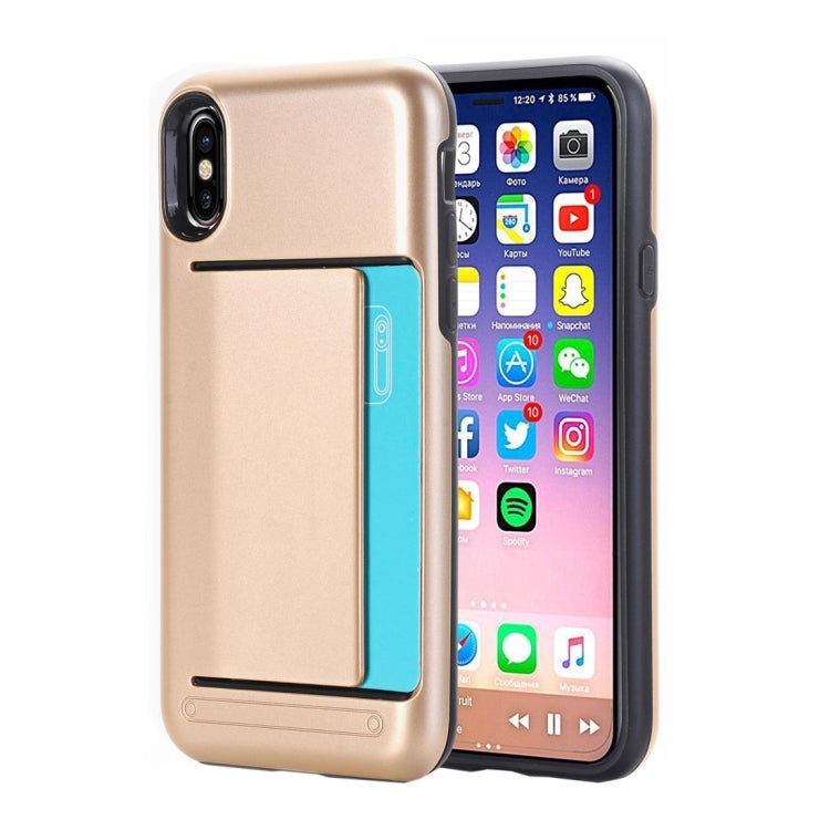 For iPhone X / XS Detachable TPU + PC Dropproof Protective Back Cover Case with Card Slot