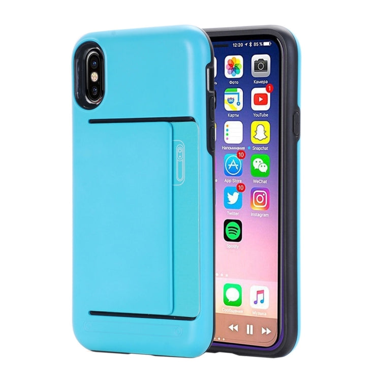 For iPhone X / XS Detachable TPU + PC Dropproof Protective Back Cover Case with Card Slot