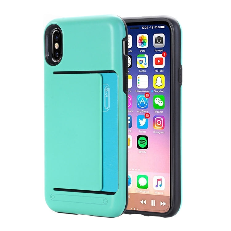 For iPhone X / XS Detachable TPU + PC Dropproof Protective Back Cover Case with Card Slot