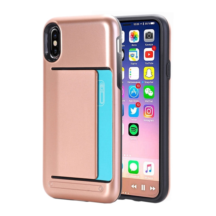 For iPhone X / XS Detachable TPU + PC Dropproof Protective Back Cover Case with Card Slot
