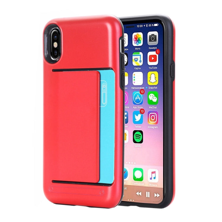 For iPhone X / XS Detachable TPU + PC Dropproof Protective Back Cover Case with Card Slot
