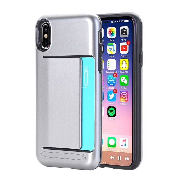 For iPhone X / XS Detachable TPU + PC Dropproof Protective Back Cover Case with Card Slot