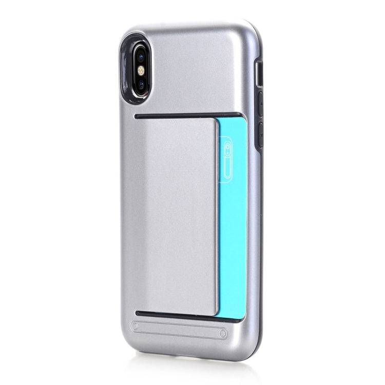 For iPhone X / XS Detachable TPU + PC Dropproof Protective Back Cover Case with Card Slot