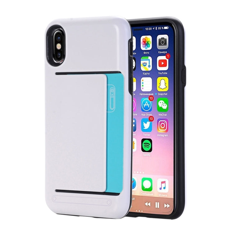 For iPhone X / XS Detachable TPU + PC Dropproof Protective Back Cover Case with Card Slot