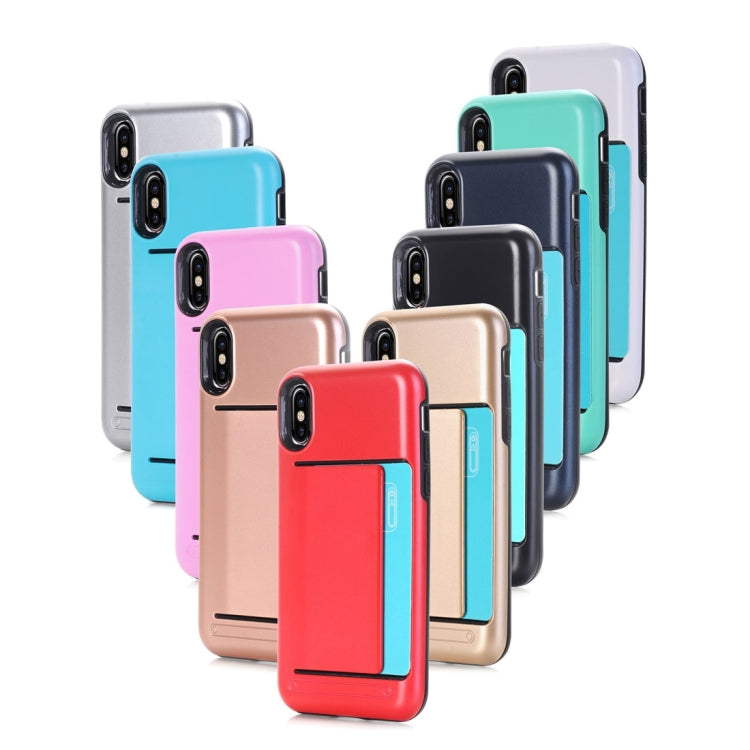 For iPhone X / XS Detachable TPU + PC Dropproof Protective Back Cover Case with Card Slot