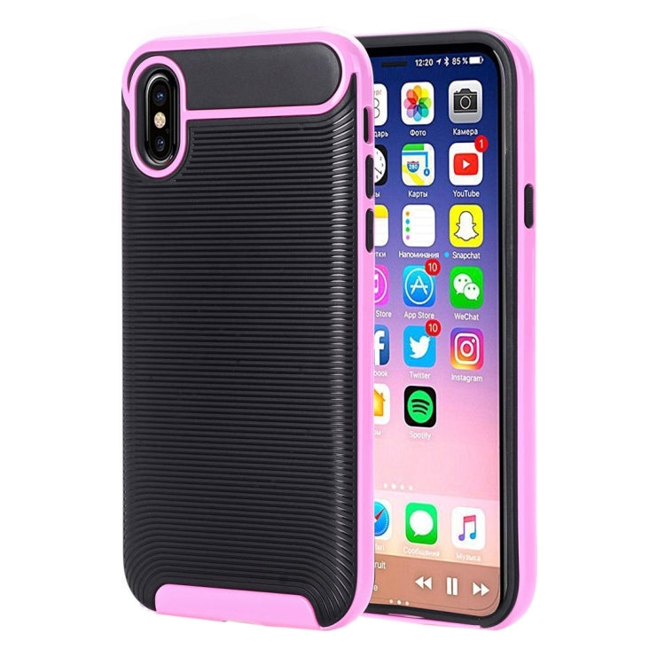 For iPhone X / XS Carbon Fiber TPU + Color Hemming PC Detachable Combination Case