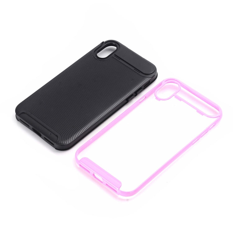 For iPhone X / XS Carbon Fiber TPU + Color Hemming PC Detachable Combination Case