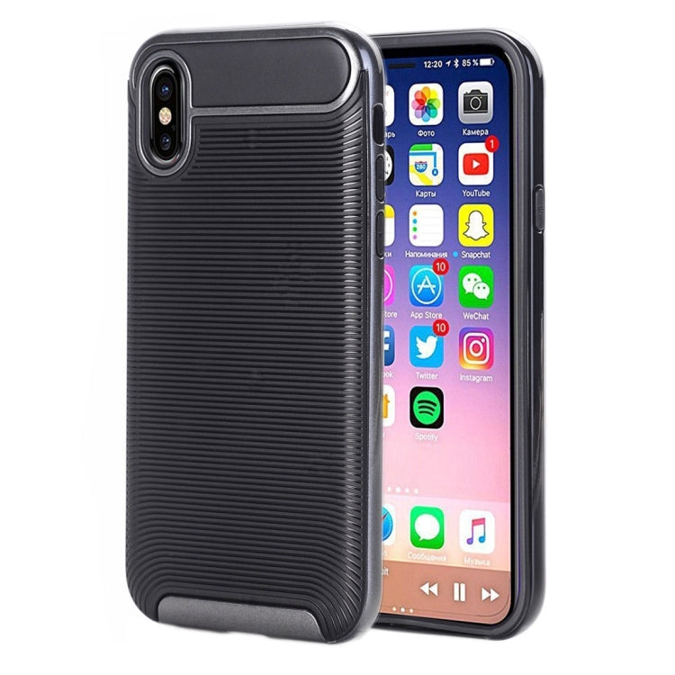For iPhone X / XS Carbon Fiber TPU + Color Hemming PC Detachable Combination Case
