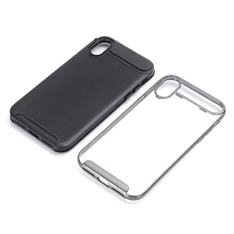 For iPhone X / XS Carbon Fiber TPU + Color Hemming PC Detachable Combination Case