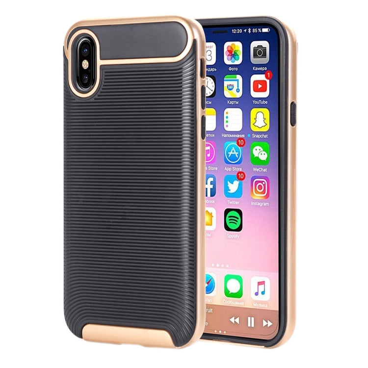 For iPhone X / XS Carbon Fiber TPU + Color Hemming PC Detachable Combination Case
