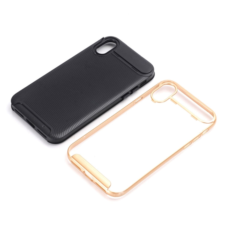 For iPhone X / XS Carbon Fiber TPU + Color Hemming PC Detachable Combination Case