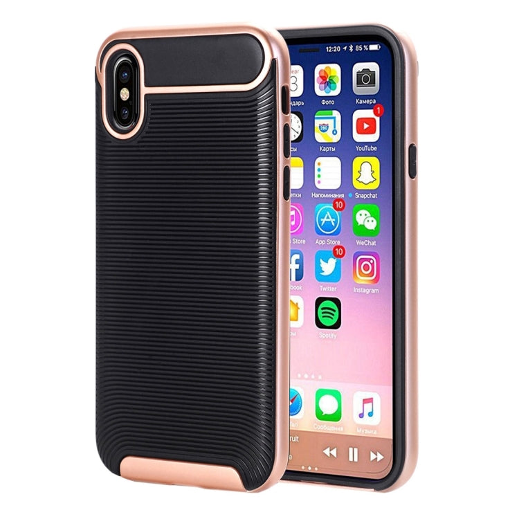 For iPhone X / XS Carbon Fiber TPU + Color Hemming PC Detachable Combination Case