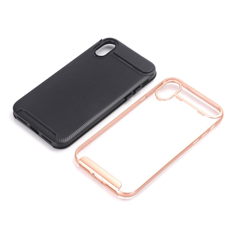 For iPhone X / XS Carbon Fiber TPU + Color Hemming PC Detachable Combination Case