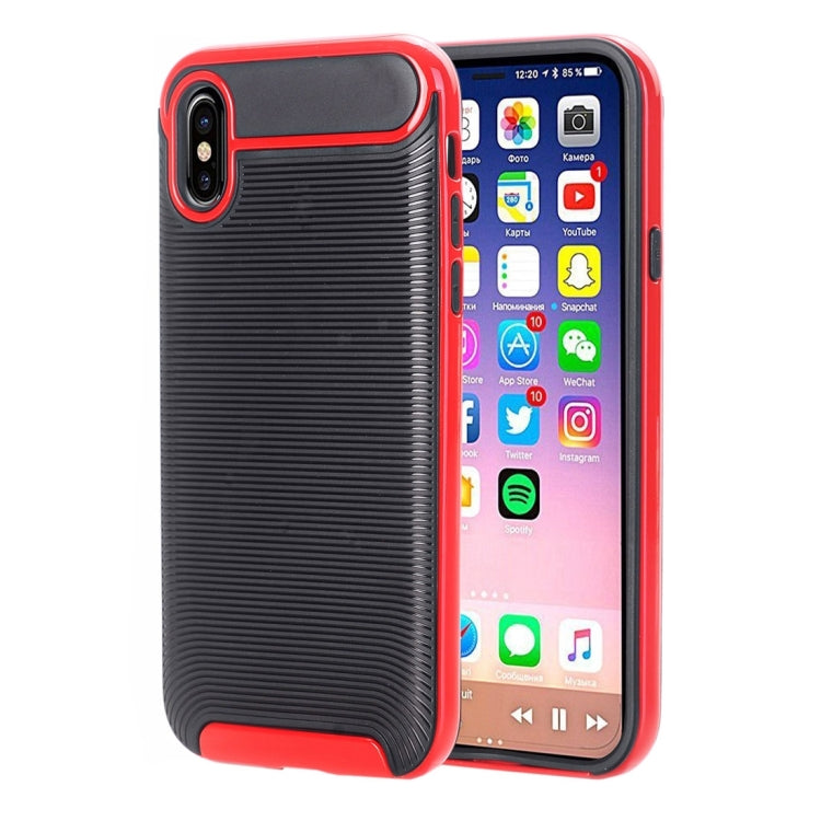 For iPhone X / XS Carbon Fiber TPU + Color Hemming PC Detachable Combination Case