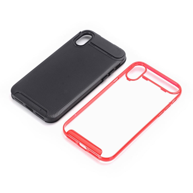 For iPhone X / XS Carbon Fiber TPU + Color Hemming PC Detachable Combination Case