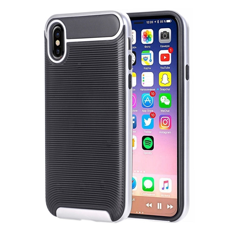 For iPhone X / XS Carbon Fiber TPU + Color Hemming PC Detachable Combination Case