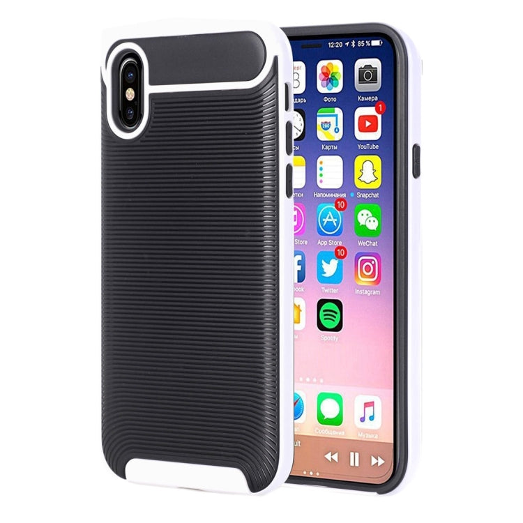 For iPhone X / XS Carbon Fiber TPU + Color Hemming PC Detachable Combination Case