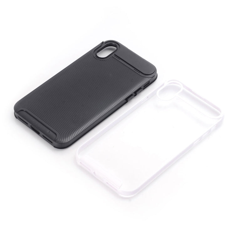 For iPhone X / XS Carbon Fiber TPU + Color Hemming PC Detachable Combination Case