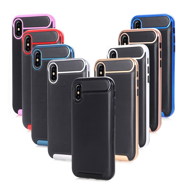 For iPhone X / XS Carbon Fiber TPU + Color Hemming PC Detachable Combination Case