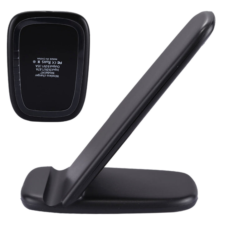 H7 Double Coils Fast Charging Wireless Charger Stand with Micro USB Cable, For iPhone, Galaxy, Huawei, Xiaomi, LG, HTC and Other Smart Phones (Black)