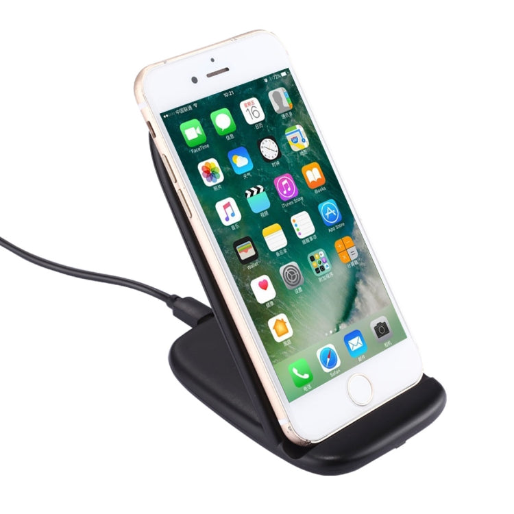 H7 Double Coils Fast Charging Wireless Charger Stand with Micro USB Cable, For iPhone, Galaxy, Huawei, Xiaomi, LG, HTC and Other Smart Phones (Black)