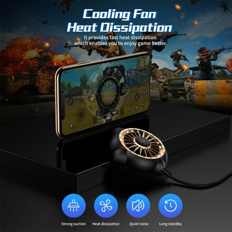 ROCK Sucker Mobile Phone Heat Dissipation Cooling Fan(Black Gold)