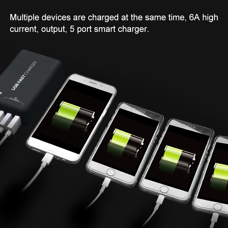 30W 3 x USB + QC3.0 + USB-C / Type-C Fast Charging Station Smart Charger AC100-240V